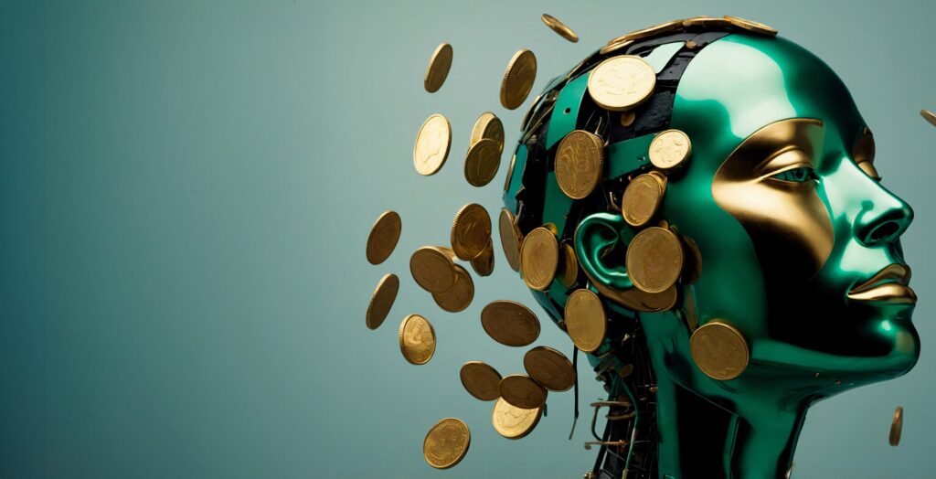 How Your Mindset Affects Your Financial Success advanced technological robot interacting with money finance